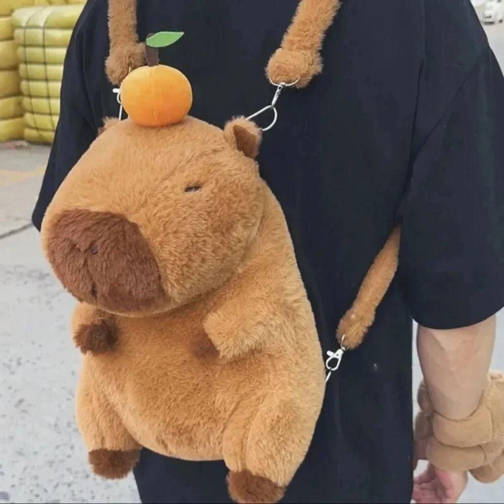  Balo Capybara Đầu Trái Cam Màu Nâu 