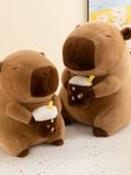 Thú Bông Capybara Ôm Ly Trà Sữa Màu Nâu Size 35cm - Chipchipshop 
