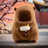  Thú Bông Capybara Ôm Ly Trà Sữa Màu Nâu Size 35cm - Chipchipshop 