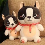  Gối Kèm Mền Chó Trắng Đen Ngồi Đeo Khăn Màu Đỏ - Chipchipshop 