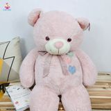 Thú Bông Gấu Teddy Màu Kem Ngực 3 Trái Tim Màu Size 100cm - Chiphipshop 