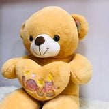  Thú Bông Gấu Teddy Lông Vàng Ôm Tim Chữ Love Size 100cm - Chipchipshop 