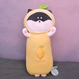  Gối Ôm Chó Xám Nằm Áo Lemon Vàng Size 50cm - Chipchipshop 