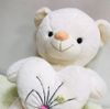  Thú Bông Gấu Teddy Màu Kem Ôm Tim Hoa Thêu Size 90cm - Chipchipshop 