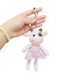  Móc Khóa Thú Bông Bò Sữa Váy Hoa Màu Hồng Size 18cm - Chipchipshop 