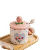 Ly Sứ Bông Hoa Tulip Tim Nền Trắng ( 055) - Chipchipshop 