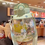 Bình Nước Nhựa Tròn + Dây Đeo Màu Xanh Lá  (TR49) - Chipchipshop 