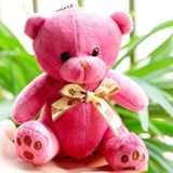 Móc Khóa Thú Bông Gấu Màu Hồng Cài Nơ Ngồi Size 12cm  - Chipchipshop 