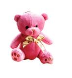  Móc Khóa Thú Bông Gấu Màu Hồng Cài Nơ Ngồi Size 12cm  - Chipchipshop 