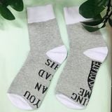  Vớ Chữ Cổ Cao Màu Xám Viền - Chipchipshop 