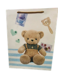  Túi Giấy 2 Quai Xách Gấu Teddy Áo Xanh Size 37x28x10cm - Chipchipshop 