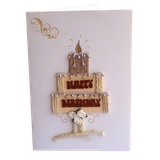  Thiệp HappyBirthday Bánh Kem 3 Tầng Chữ Vàng - Chipchipshop 