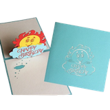  Thiệp Vuông Happy Birthday Mặt Trời Xanh Biển - Chipchipshop 