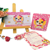  Thiệp Mời Sinh Nhật Chó Hồng ( 1 xấp 10 thiệp) - Chipchipshop 
