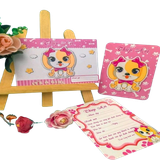  Thiệp Mời Sinh Nhật Chó Hồng (1 xấp 10 thiệp) - Chipchipshop 