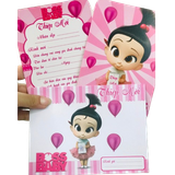  Thiệp Mời Sinh Nhật Baby Boss Girl Hồng (1 xấp 10 thiệp) - Chipchipshop 