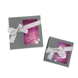  Hộp Qùa Vuông Mặt Kính Có Thắt Nơ Màu Xám - Chipchipshop 