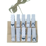  Kẹp Gỗ Dài Thú Sọc Trắng Đen - Chipchipshop 