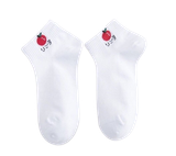  Vớ Cổ Ngắn Thêu Trái Cherry Màu Trắng - Chipchipshop 