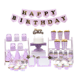  Set Trang Trí Happy Birthday Màu Tím Gold Ánh Kim - Chipchipshop 