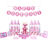  Set Trang Trí Happy Birthday Kẻ Sọc Màu Hồng - Chipchipshop 