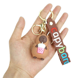  Móc Khóa Nhựa Capybara Ôm Trà Sữa Màu Nâu Size 6cm - Chipchipshop 