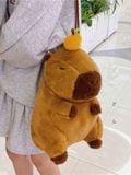  Balo Lông Capybara Đội Trái Cam Màu Nâu - Chipchipshop 