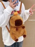  Balo Lông Capybara Đội Trái Cam Màu Nâu - Chipchipshop 