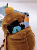  Balo Lông Capybara Đội Trái Cam Màu Nâu - Chipchipshop 