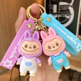  Móc Khóa Nhựa Labubu Tím Yếm Trắng Size 8cm - Chipchipshop 