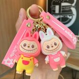  Móc Khóa Nhựa Labubu Trắng Yếm Hồng Size 8cm - Chipchipshop 