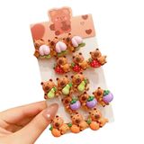  Kẹp Tóc Mái Capybara Ôm Trái Đào  Màu Nâu ( số lượng 1 cái) - Chipchipshop 