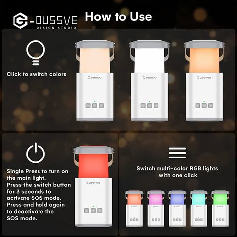  Đèn lồng gấp G-OUSSVE cắm trại - Sạc cổng USB, tiết kiệm năng lượng 