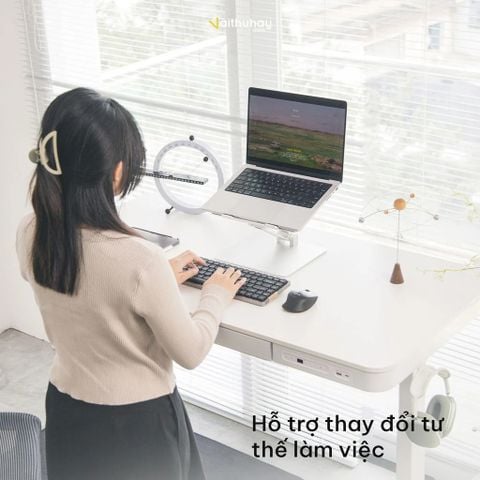  (WAREHOUSE DEAL) Bàn Làm Việc Thông Minh 9Space LivArt – Nâng Hạ Điện, Sạc Không Dây, Ngăn Kéo Tiện Lợi 