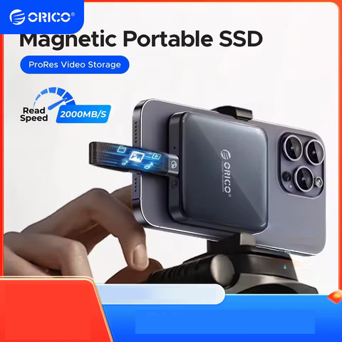  Ổ SSD Nam Châm Từ Tính ORICO - Tốc Độ 20Gbps, Hỗ Trợ Quay 4K ProRes Cho iPhone 15 Pro Trở Lên 