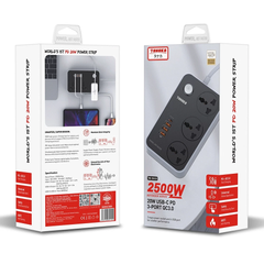 [HÀNG CÓ SẴN] Ổ Cắm Điện Tanaka OD4323 – 3 Ổ Cắm, 4 Cổng Sạc Nhanh USB-C PD 20W & USB-A QC 3.0 18W, Tổng Công Suất 2500W