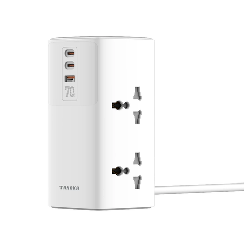  [HÀNG CÓ SẴN] Ổ Cắm Điện Cao Cấp Tanaka OD34026 – 3 Cổng Sạc Siêu Nhanh USB-C PD 70W & USB-A 30W, Tổng Công Suất 2500W 