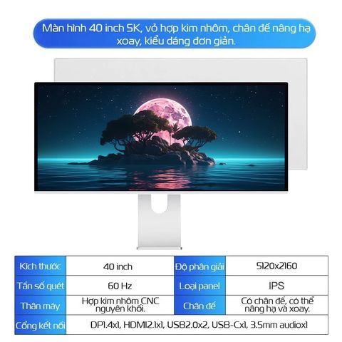  Màn hình cao cấp Kuycon P40K & P40U với độ phân giải 5K | 120Hz | 40inch | Ngàm VESA 