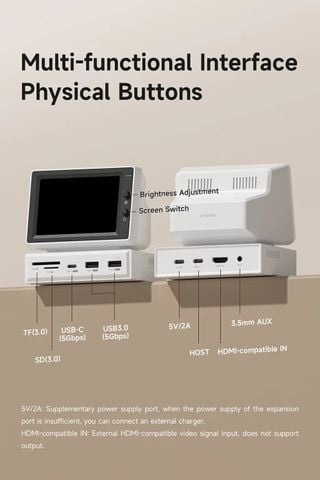  Docking Station Hagibis màn hình mini 3.5 inch IPS AIDA64 - Giám Sát CPU RAM HDD Thời Gian Thực, Hub USB-C Đa Năng Cho Laptop, PC 