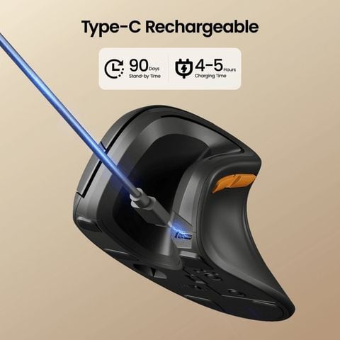  Chuột Công Thái Học ProtoArc EM11 NL & EM05 NL - Ergonomic, DPI 2400, Kết Nối 3 Thiết Bị, Sạc USB-C, Không Dây Bluetooth 