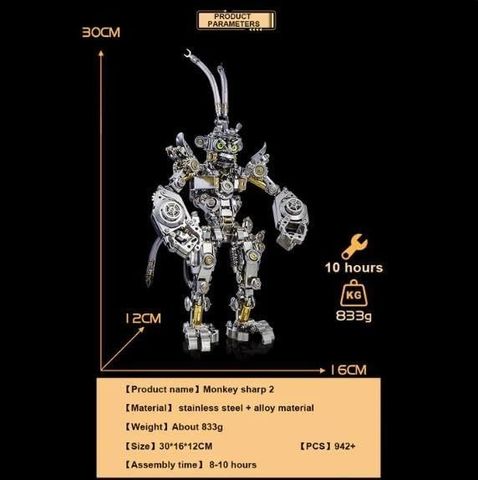  Mô Hình Lắp Ghép Kim Loại 3D DIY Tự Làm Robot Biến Hình Tôn Ngộ Không 