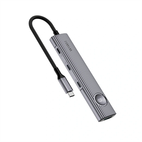 Hub Chuyển Đổi 8 in 1 WiWU WI-HB001 Type-C – 2 HDMI 4K, Cổng Mạng LAN, USB-C PD, SD/TF, Hỗ Trợ Đa Thiết Bị 