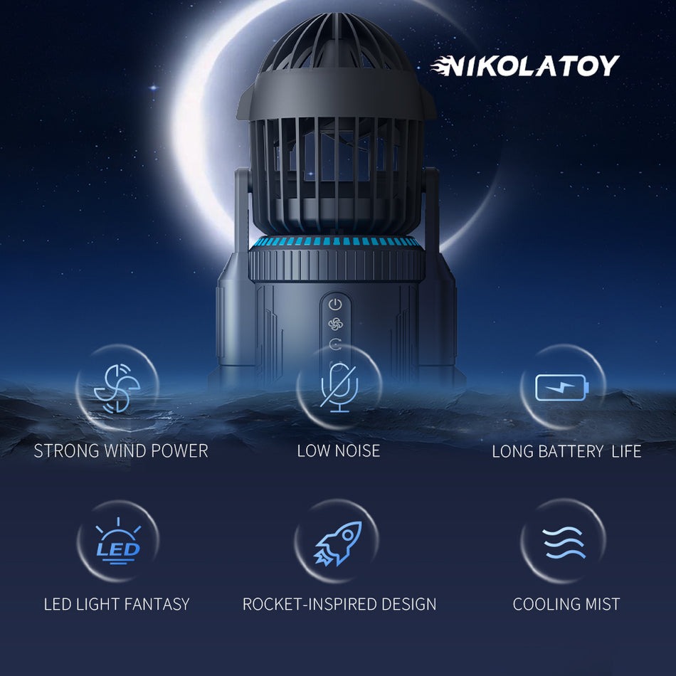  Quạt Để Bàn NIKOLATOY Hình Tên Lửa, Xoay 90°, Đổi Mới Phong Cách Nội Thất 