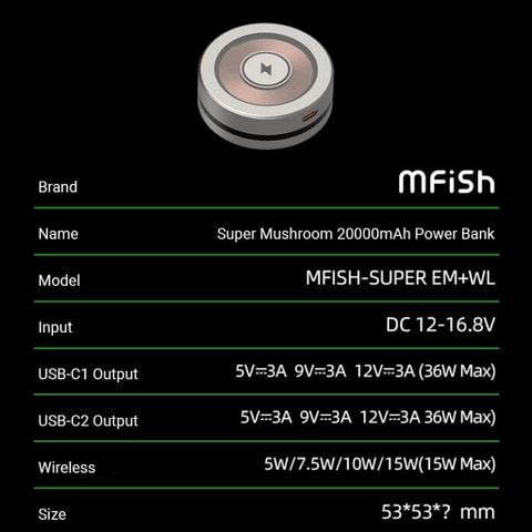  Sạc Dự Phòng Super Mushroom MFISH 40000mAh 