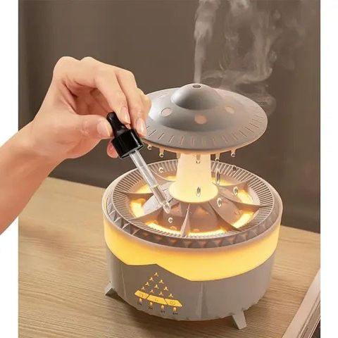  Máy khuếch tán tinh dầu hình UFO với công nghệ siêu âm tạo sương và đèn LED đa sắc 
