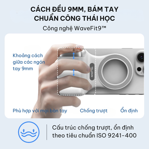  TELESIN Tay Cầm Chụp Ảnh Từ Tính Cho Điện Thoại Kèm Remote -  Chụp Ảnh Chuyên Nghiệp 360° 