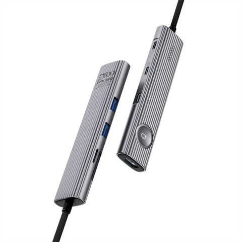  Hub Chuyển Đổi 8 in 1 WiWU WI-HB001 Type-C – 2 HDMI 4K, Cổng Mạng LAN, USB-C PD, SD/TF, Hỗ Trợ Đa Thiết Bị 