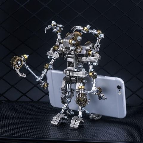  Bộ Lắp Ráp Mô Hình Kim Loại DIY 3D Mecha Priest với Rìu Bánh Răng 256 Mảnh - Giá Đỡ Điện Thoại 2 trong 1 