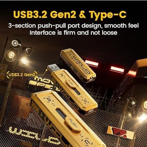  Ổ đĩa flash MOVESPEED USB 3.2 Gen2 + Type C, Tốc độ đọc/ghi 128GB-2TB, 1000MB/giây, Giao diện kép, Thiết kế đẩy-kéo 