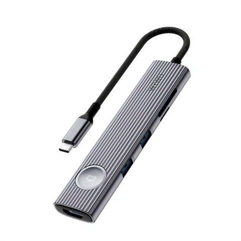  Hub Chuyển Đổi 8 in 1 WiWU WI-HB001 Type-C – 2 HDMI 4K, Cổng Mạng LAN, USB-C PD, SD/TF, Hỗ Trợ Đa Thiết Bị 